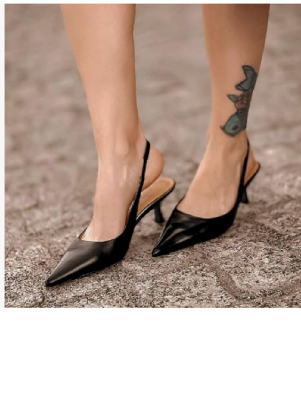 FSJ Black Kitten Heel Slingback Sandals Pointy Toe Sexy Pumps Comfortable Shoes